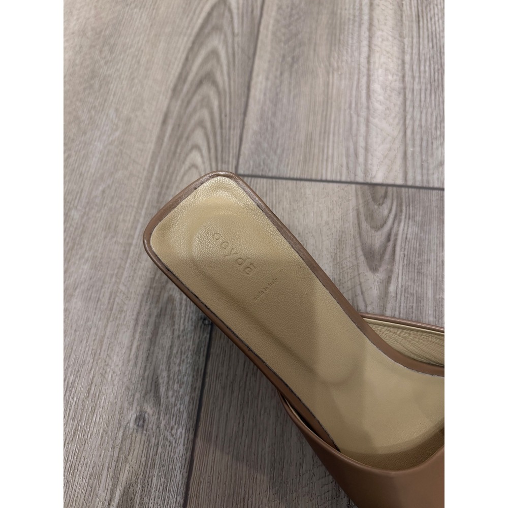 Aeyde Katti Tan Leather Square Toe Block Heel Mules Made in Italy Size 41 - Picture 2 of 6